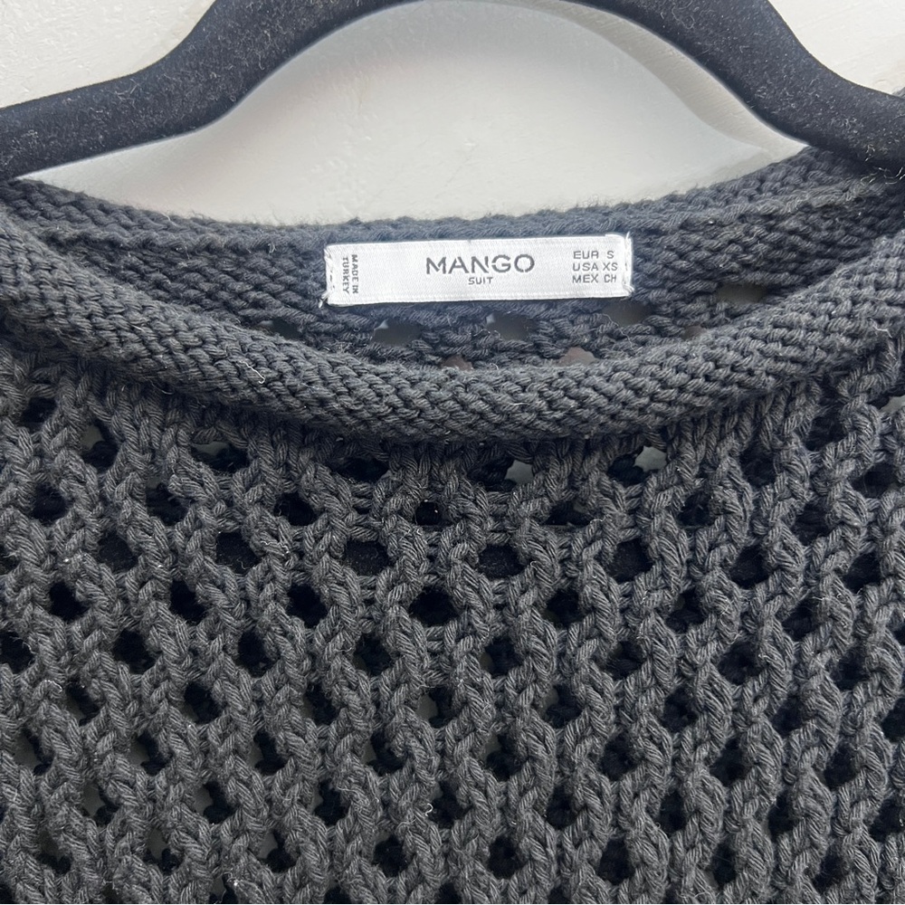 Mango Crochet Tassel Sweater, Size XS - Picture 2 of 3
